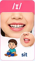 Illustrated mouth position for the English sound /ɪ/